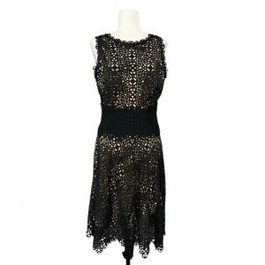 TADASHI SHOJI Lasercut Overlay Sleeveless Dress